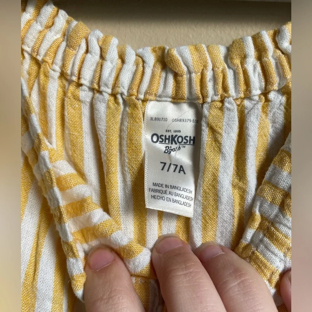 Kids OshKosh Bgosh linen blend tiered sun dress size 7 excellent condition